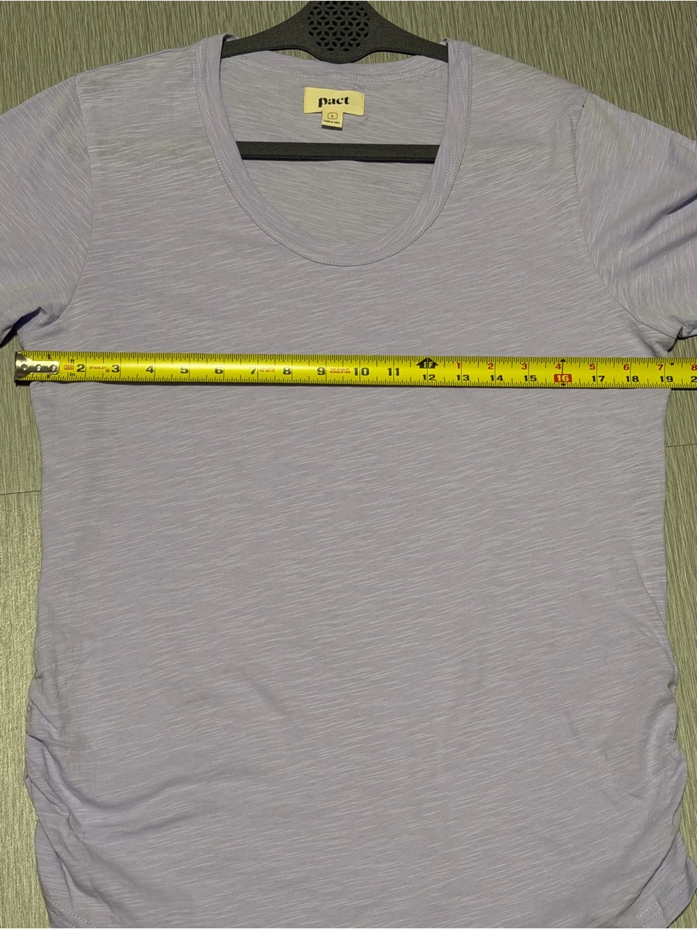 Pact Maternity Organic Cotton Lavender Ruched Side Tee Top Women’s Large - Picture 4 of 9